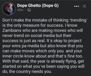 Zambian Artist Dope G's Advice on True Success